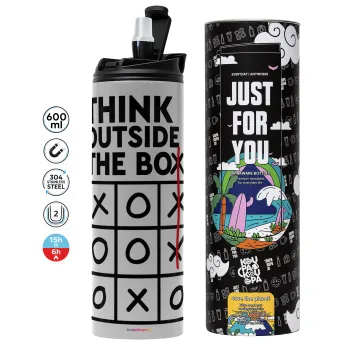 Think outside the BOX, Tumbler ποτήρι θερμό ΓΚΡΙ από ανοξείδωτο ατσάλι 600ml