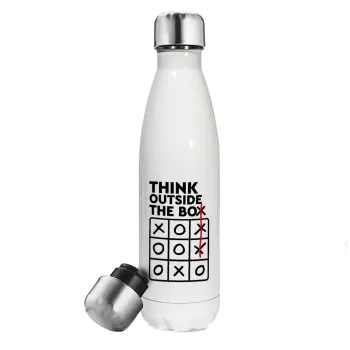 Think outside the BOX, Μεταλλικό παγούρι θερμός Λευκό (Stainless steel), διπλού τοιχώματος, 500ml