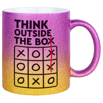 Think outside the BOX, Κούπα Χρυσή/Ροζ Glitter, κεραμική, 330ml