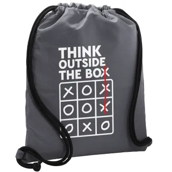 Think outside the BOX, Τσάντα πλάτης πουγκί GYMBAG ΓΚΡΙ, με τσέπη (40x48cm) & χονδρά κορδόνια