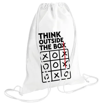 Think outside the BOX, Τσάντα πλάτης πουγκί GYMBAG λευκή (28x40cm)