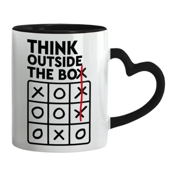 Think outside the BOX, Κούπα καρδιά χερούλι μαύρη, κεραμική, 330ml