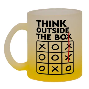 Think outside the BOX, Κούπα γυάλινη δίχρωμη με βάση το κίτρινο ματ, 330ml
