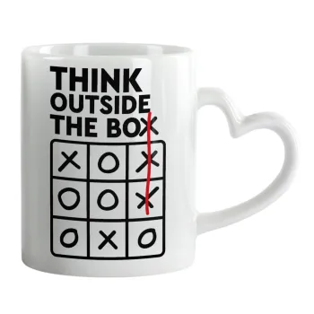 Think outside the BOX, Κούπα καρδιά χερούλι λευκή, κεραμική, 330ml