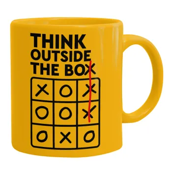 Think outside the BOX, Ceramic coffee mug yellow, 330ml