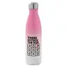 Metal mug thermos Pink/White (Stainless steel), double wall, 500ml
