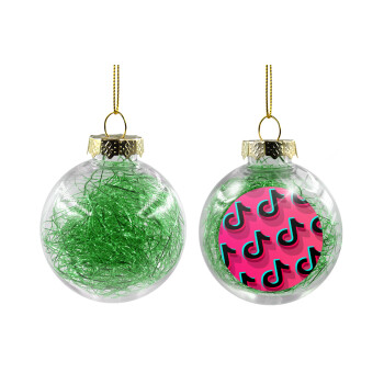tik tok patterns, Χριστουγεννιάτικη μπάλα δένδρου διάφανη με πράσινο γέμισμα 8cm