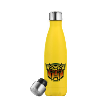 Transformers, Μεταλλικό παγούρι θερμός Κίτρινος (Stainless steel), διπλού τοιχώματος, 500ml