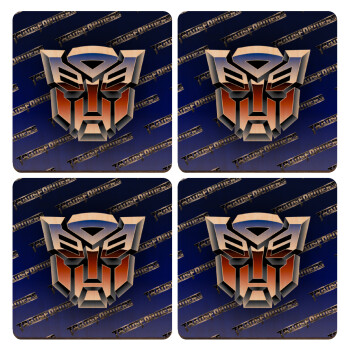 Transformers, ΣΕΤ x4 Σουβέρ ξύλινα τετράγωνα plywood (9cm)