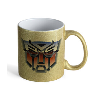 Transformers, Κούπα Χρυσή Glitter που γυαλίζει, κεραμική, 330ml
