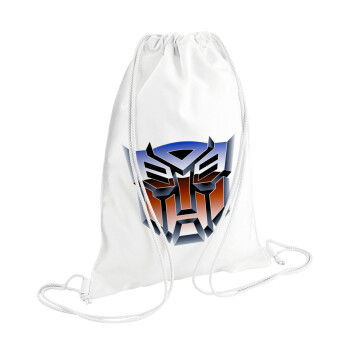 Transformers, Τσάντα πλάτης πουγκί GYMBAG λευκή (28x40cm)