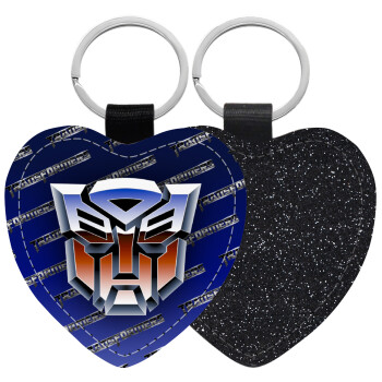 Transformers, Μπρελόκ PU δερμάτινο glitter καρδιά ΜΑΥΡΟ