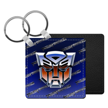 Transformers, Μπρελόκ Δερματίνη, τετράγωνο ΜΑΥΡΟ (5x5cm)