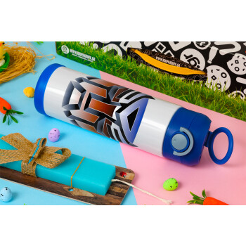 Transformers, Easter candle, Childrens hot water bottle, stainless steel, with safety straw, BLUE (500ml)