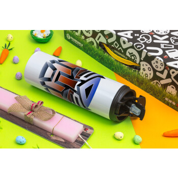 Transformers, Easter candle,Travel Tumbler 2 Lids, with metal straw & cleaning brush & aromatic flat candle (30cm) (PINK)