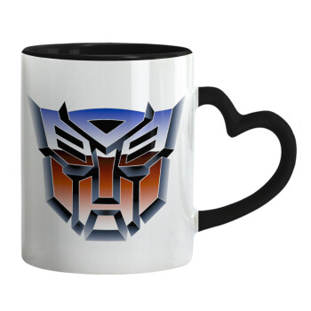 Transformers, Mug heart black handle, ceramic, 330ml