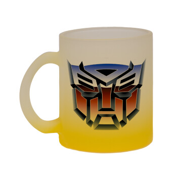 Transformers, Κούπα γυάλινη δίχρωμη με βάση το κίτρινο ματ, 330ml