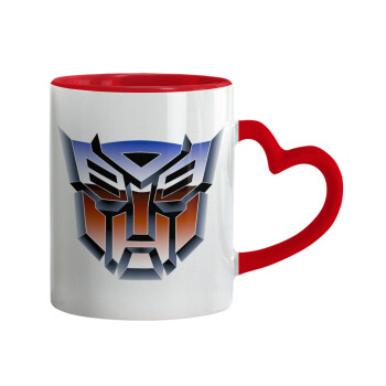 Transformers, Κούπα καρδιά χερούλι κόκκινη, κεραμική, 330ml