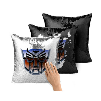 Transformers, Μαξιλάρι καναπέ Μαγικό Μαύρο με πούλιες 40x40cm περιέχεται το γέμισμα