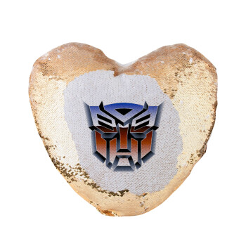 Transformers, Μαξιλάρι καναπέ καρδιά Μαγικό Χρυσό με πούλιες 40x40cm περιέχεται το  γέμισμα