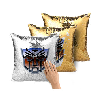 Transformers, Μαξιλάρι καναπέ Μαγικό Χρυσό με πούλιες 40x40cm περιέχεται το γέμισμα