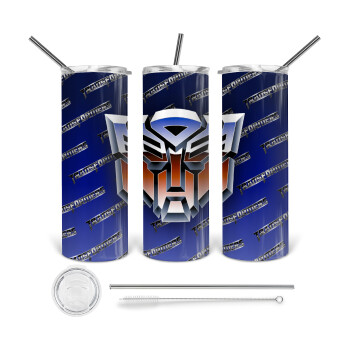 Transformers, 360 Eco friendly stainless steel tumbler 600ml, with metal straw & cleaning brush