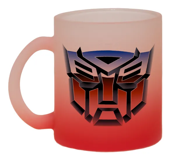 Transformers — Κούπα γυάλινη δίχρωμη με βάση το κόκκινο ματ, 330ml