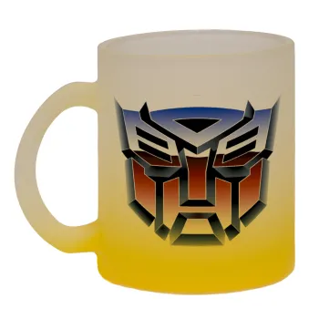 Transformers, Κούπα γυάλινη δίχρωμη με βάση το κίτρινο ματ, 330ml