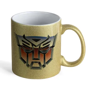 Transformers, Κούπα Χρυσή Glitter που γυαλίζει, κεραμική, 330ml