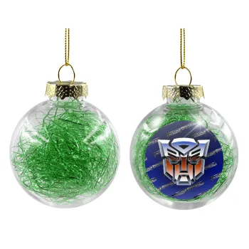 Transformers, Transparent Christmas tree ball ornament with green filling 8cm