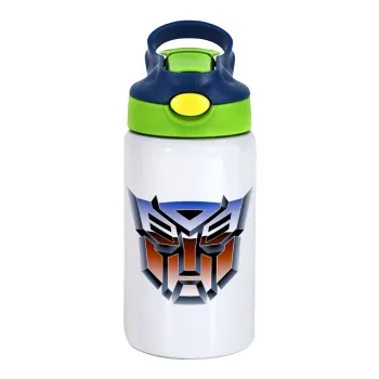 Transformers, Παιδικό παγούρι θερμό, ανοξείδωτο, με καλαμάκι ασφαλείας, πράσινο/μπλε (350ml)