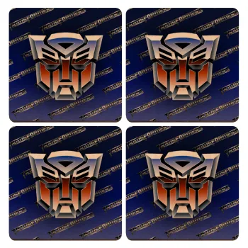Transformers, ΣΕΤ x4 Σουβέρ ξύλινα τετράγωνα plywood (9cm)