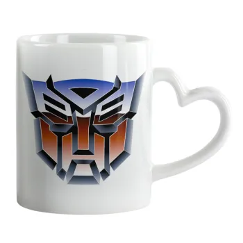 Transformers, Κούπα καρδιά χερούλι λευκή, κεραμική, 330ml