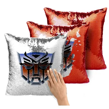 Transformers, Μαξιλάρι καναπέ Μαγικό Κόκκινο με πούλιες 40x40cm περιέχεται το γέμισμα