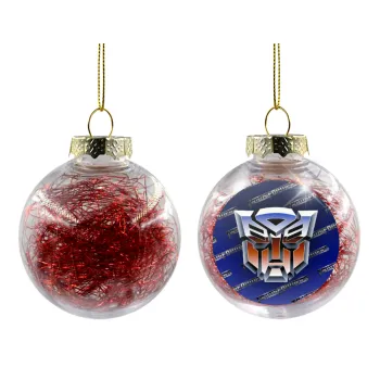 Transformers, Transparent Christmas tree ball ornament with red filling 8cm