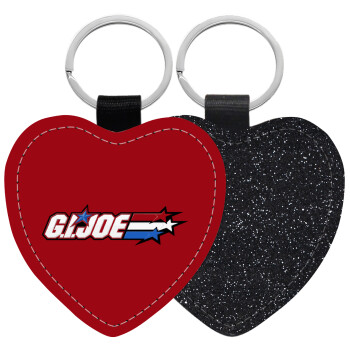 G.I. Joe, Μπρελόκ PU δερμάτινο glitter καρδιά ΜΑΥΡΟ