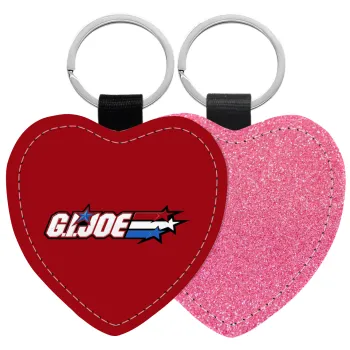 G.I. Joe, Μπρελόκ PU δερμάτινο glitter καρδιά ΡΟΖ