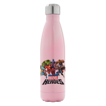 MARVEL heroes, Metal mug thermos Pink Iridiscent (Stainless steel), double wall, 500ml