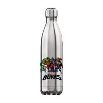 MARVEL heroes, Μεταλλικό παγούρι θερμός Inox (Stainless steel), διπλού τοιχώματος, 750ml