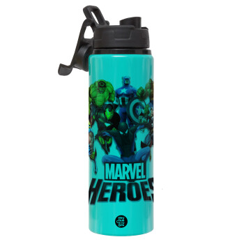 MARVEL heroes, Metallic water bottle with safety lid, 850ml aluminum