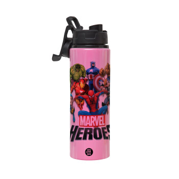MARVEL heroes, Metallic water bottle with safety lid, 850ml aluminum