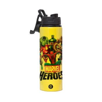 MARVEL heroes, Metallic water bottle with safety lid, 850ml aluminum