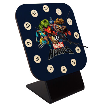 MARVEL heroes, Επιτραπέζιο ρολόι σε φυσικό ξύλο (10cm)
