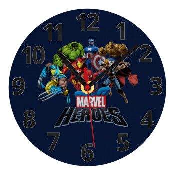 MARVEL heroes, Ρολόι τοίχου γυάλινο (20cm)