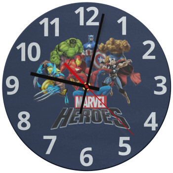 MARVEL heroes, Ρολόι τοίχου γυάλινο (30cm)