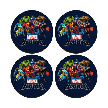 MARVEL heroes, SET of 4 round wooden coasters (9cm)