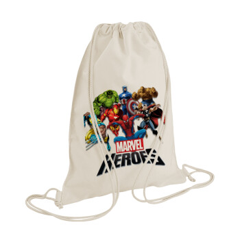 MARVEL heroes, Backpack bag GYMBAG natural (28x40cm)
