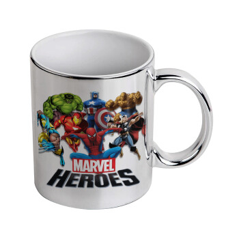 MARVEL heroes, Mug ceramic, silver mirror, 330ml