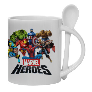 MARVEL heroes, Ceramic coffee mug with Spoon, 330ml (1pcs)