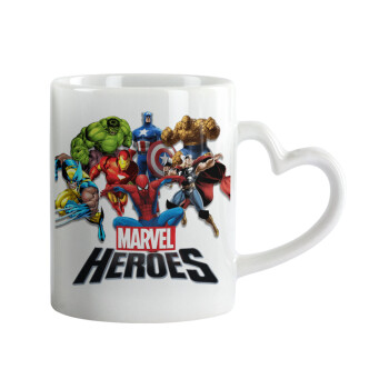 MARVEL heroes, Mug heart handle, ceramic, 330ml